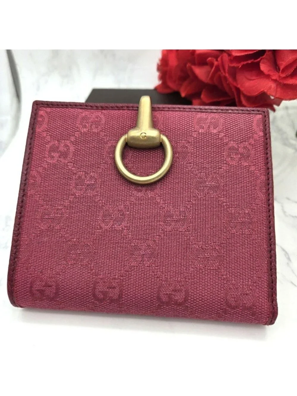 Gucci Fold Wallet GG Canvas Pink